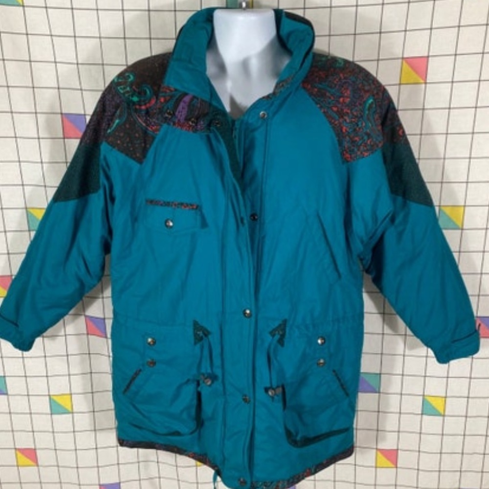 Vintage coat New York Girl puffer long jacket - sz L - cute coat
